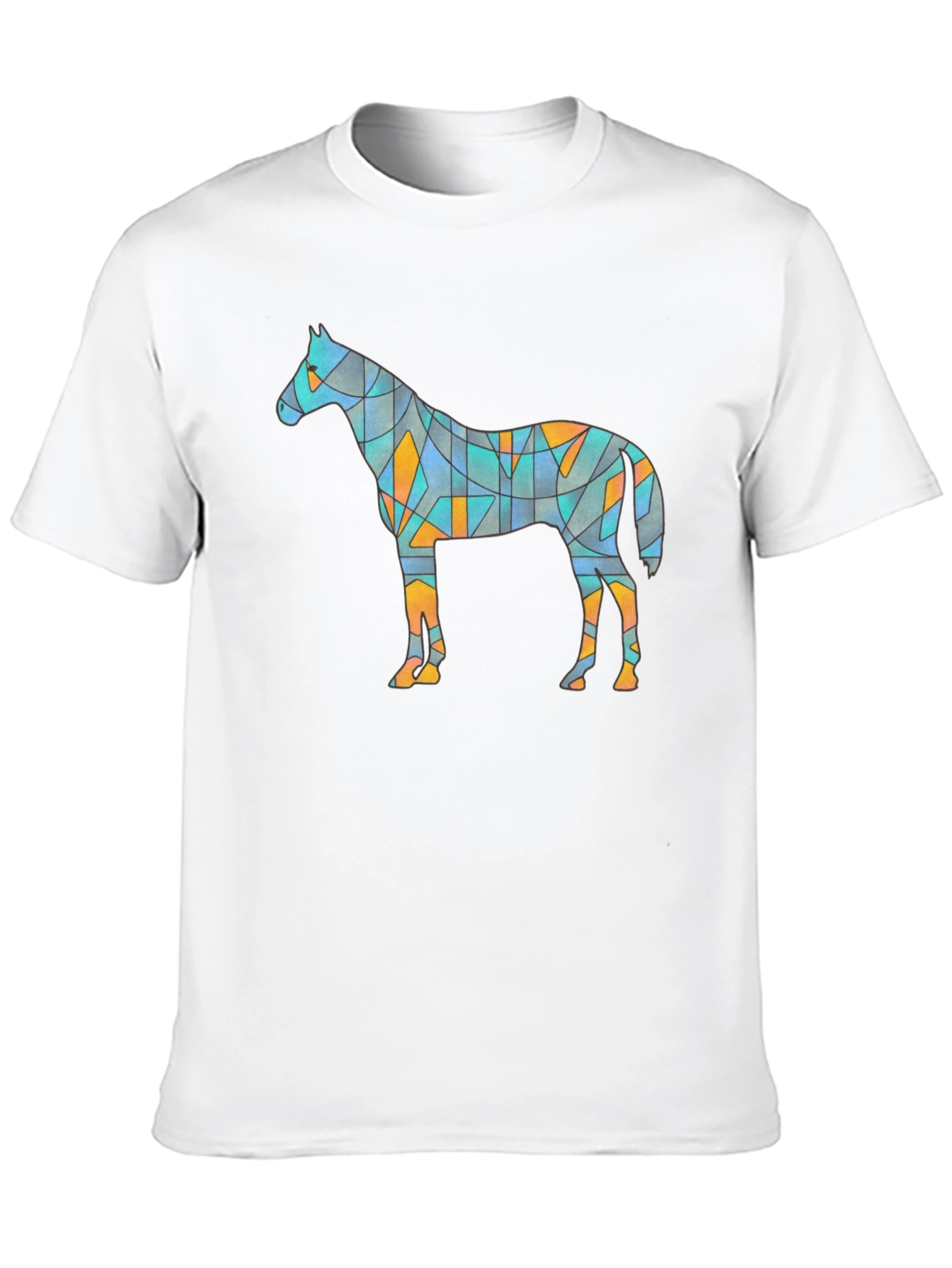 Geometric Horse Graphic Tee - Unique Artistic Design