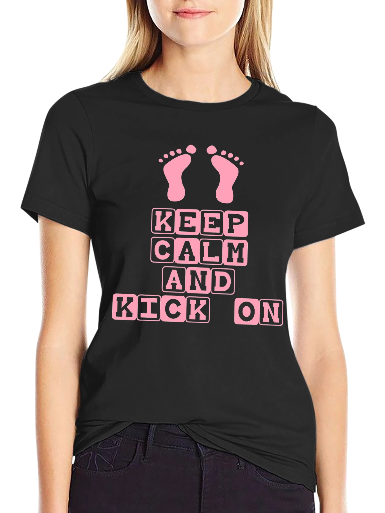 Keep Calm and Kick On Baby Feet Graphic Tee