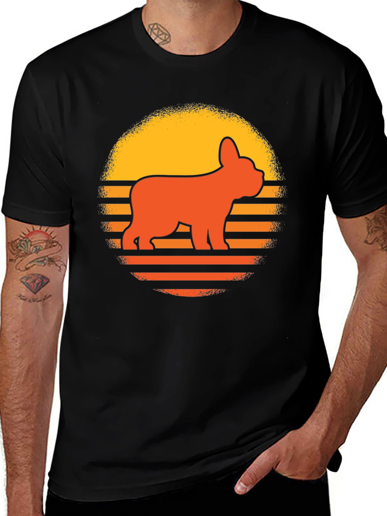 Retro French Bulldog Sunset T-Shirt