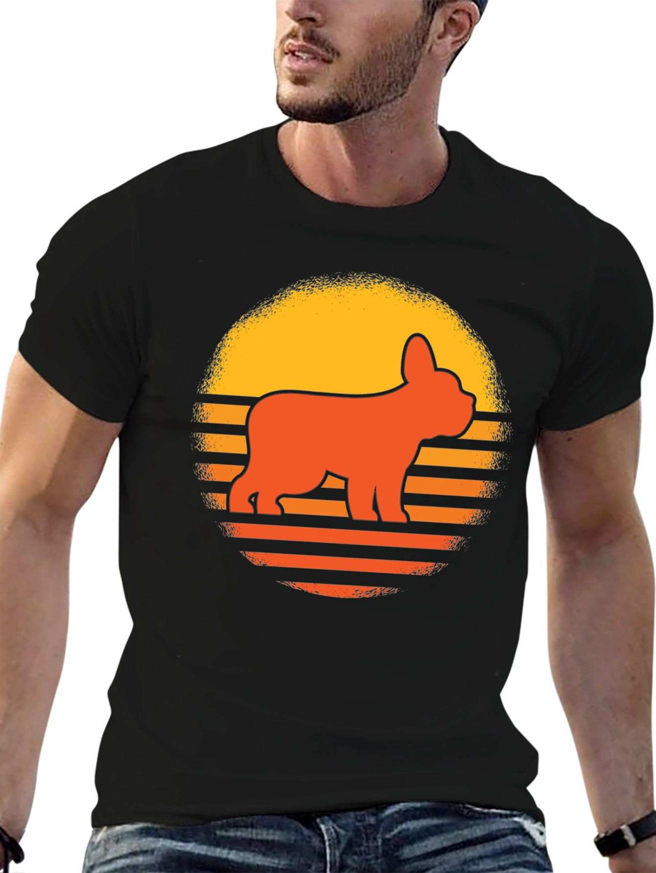 Retro French Bulldog Sunset T-Shirt