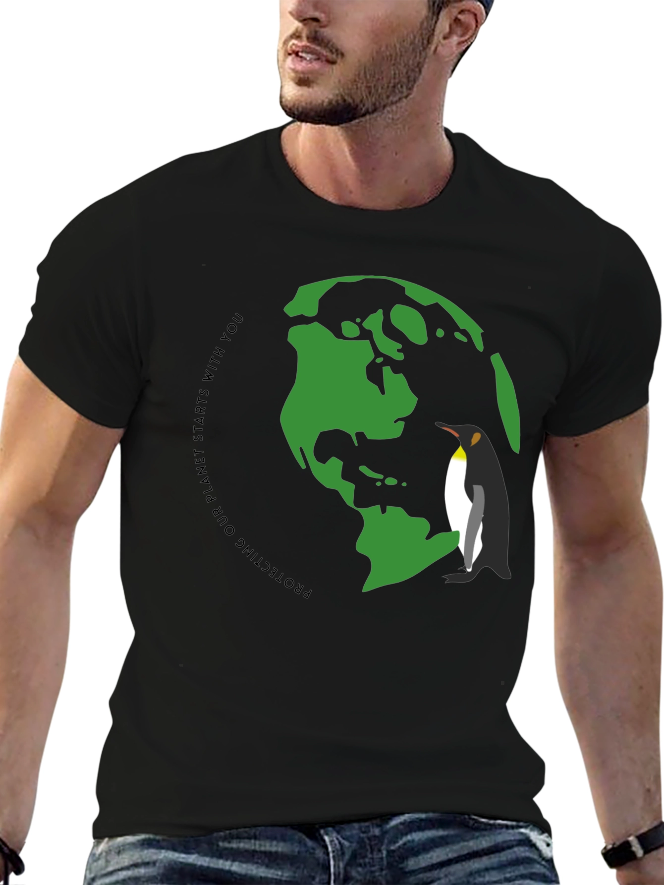 Eco-Friendly Earth Penguin Graphic Tee