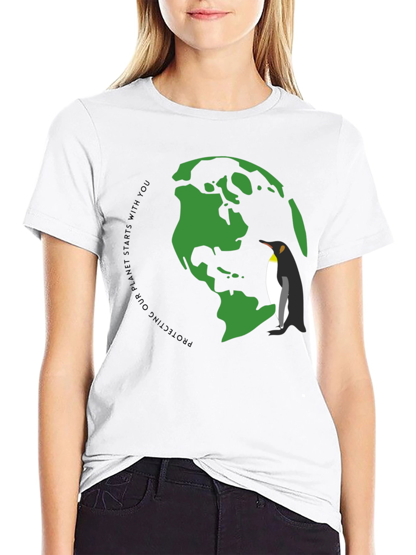 Eco-Friendly Earth Penguin Graphic Tee