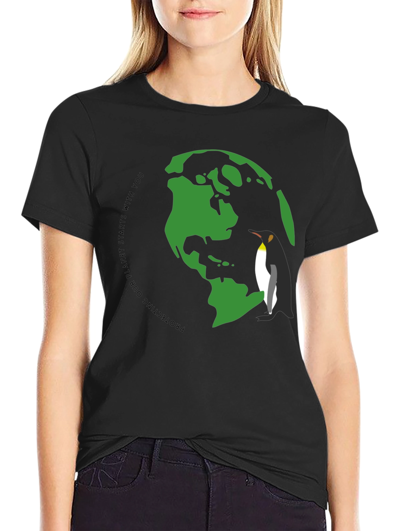 Eco-Friendly Earth Penguin Graphic Tee