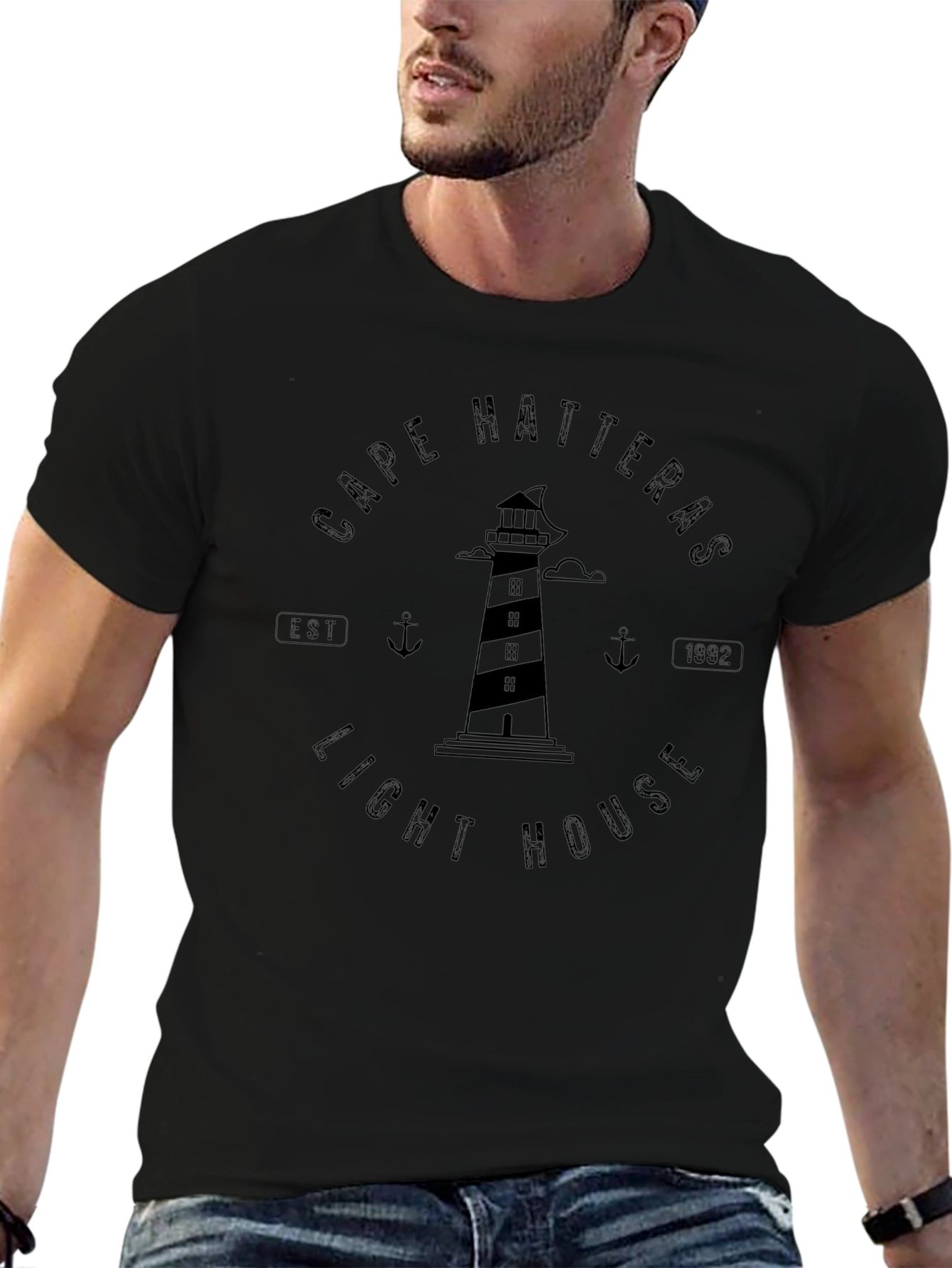 Cape Hatteras Lighthouse Graphic Tee - Black
