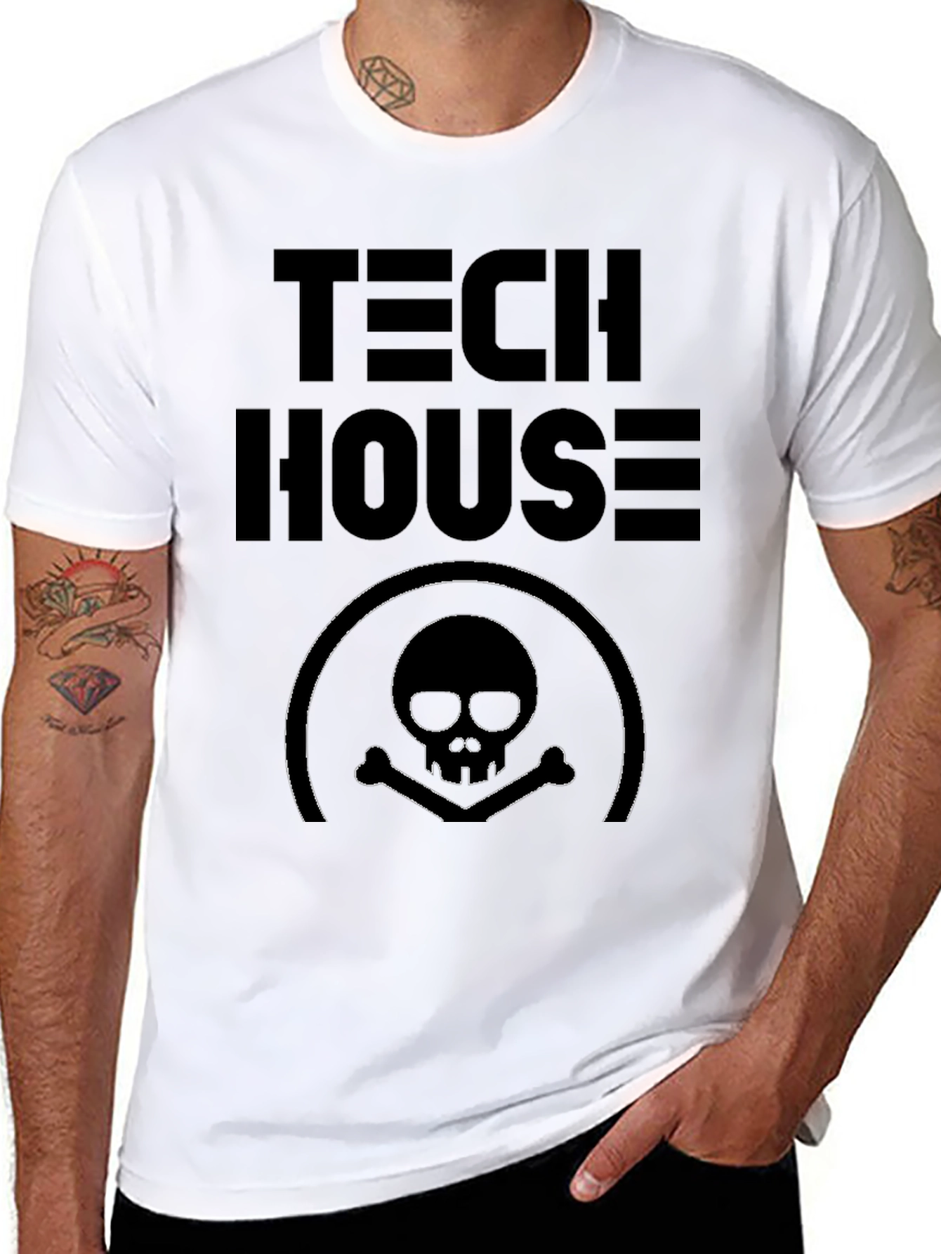 Tech House Skull T-Shirt - Edgy Graphic Tee