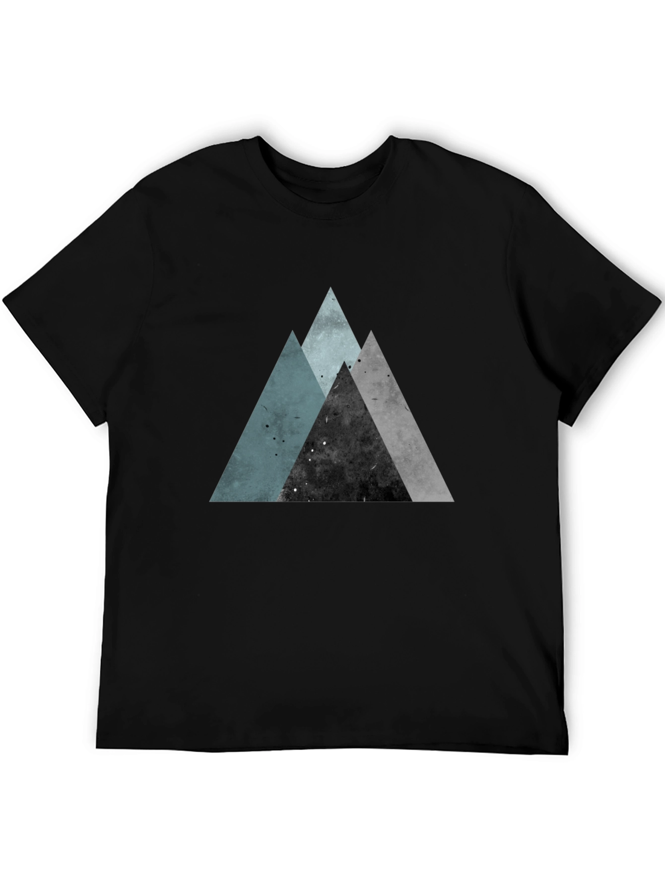 Geometric Mountain Print Black T-Shirt