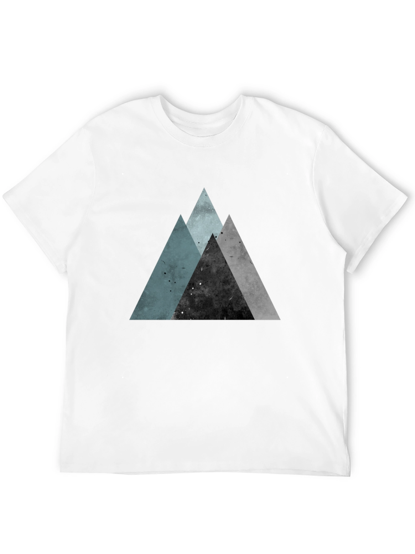 Geometric Mountain Print Black T-Shirt