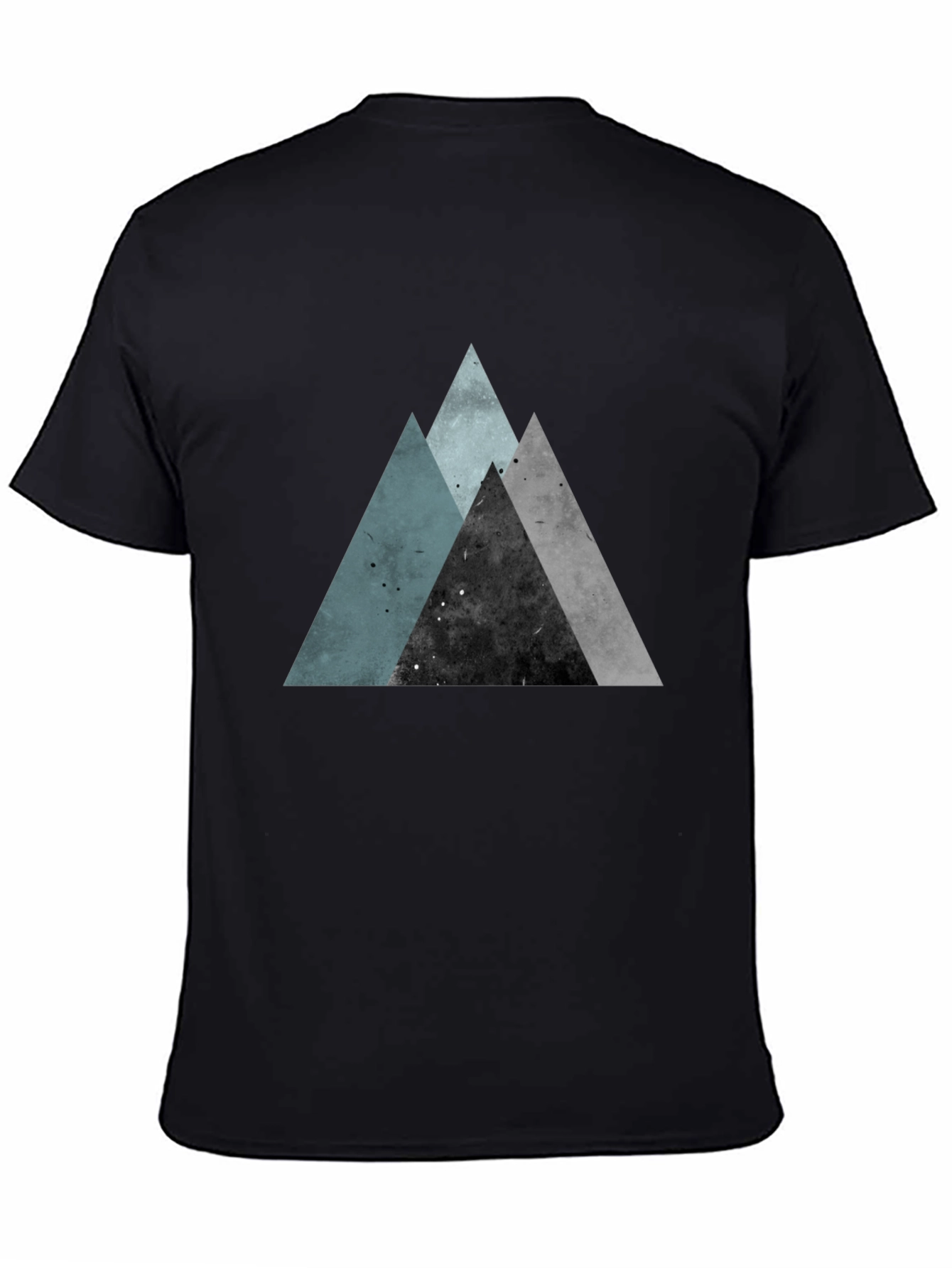 Geometric Mountain Print Black T-Shirt