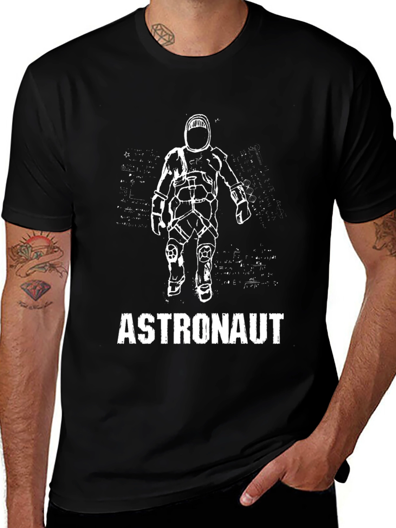Astronaut Graphic Print Black T-Shirt