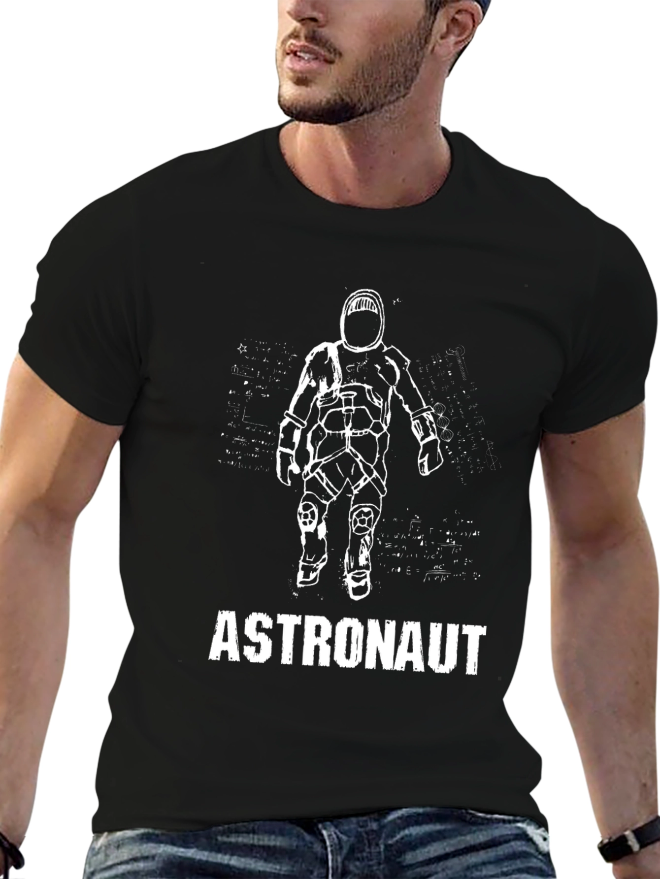 Astronaut Graphic Print Black T-Shirt