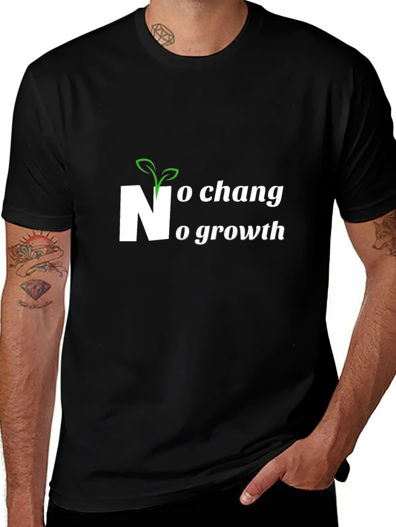 No Change No Growth Black T-Shirt