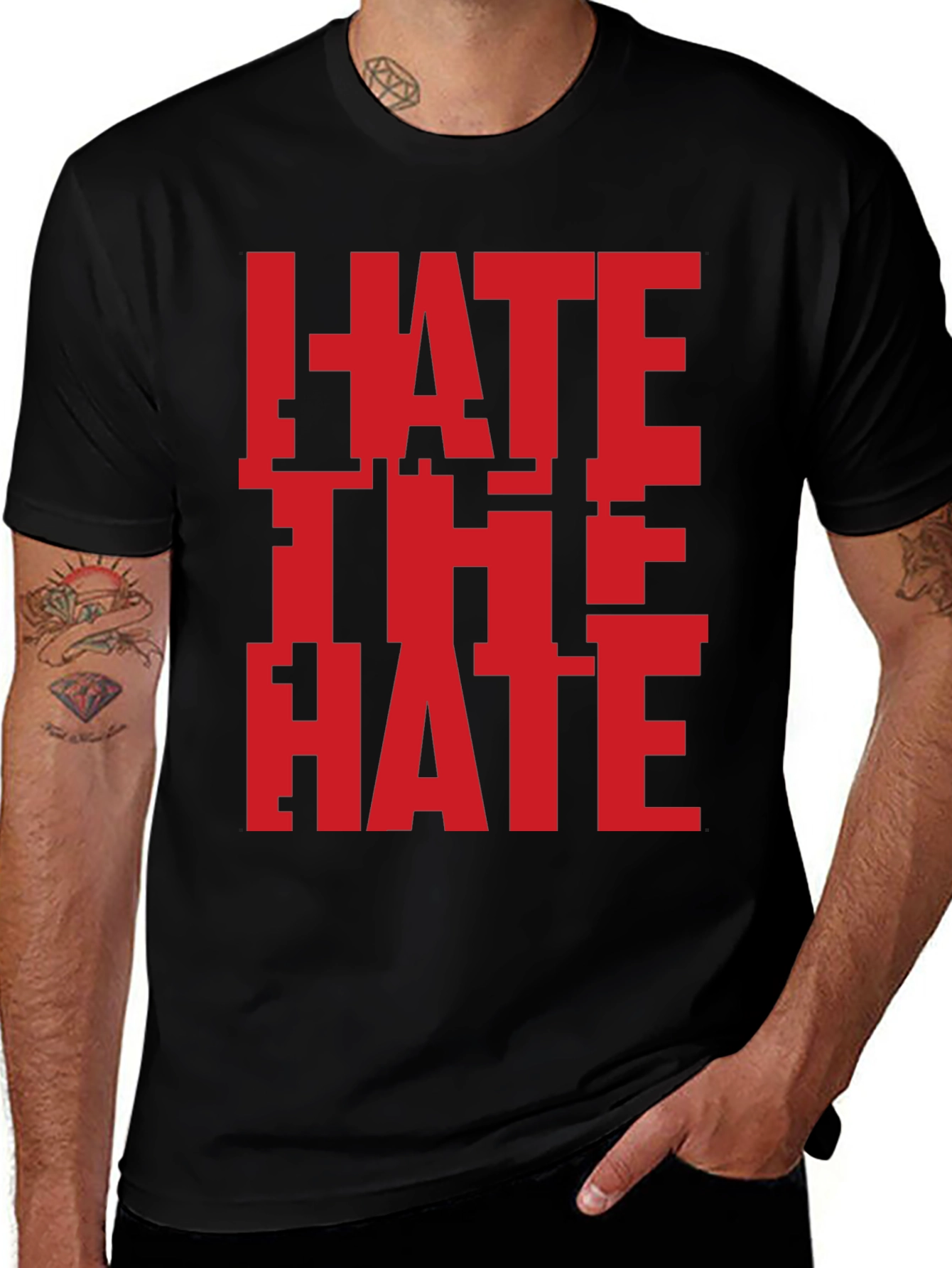Hate The Hate Graphic T-Shirt - Bold Red Design
