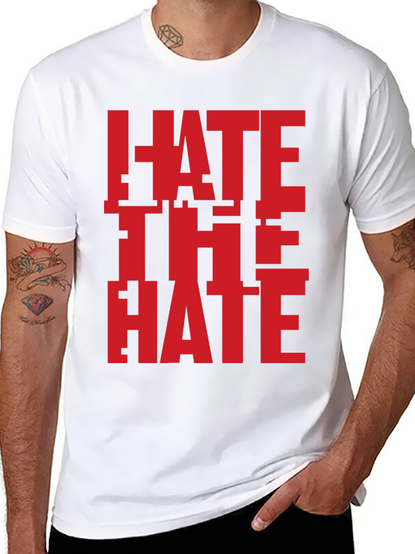 Hate The Hate Graphic T-Shirt - Bold Red Design