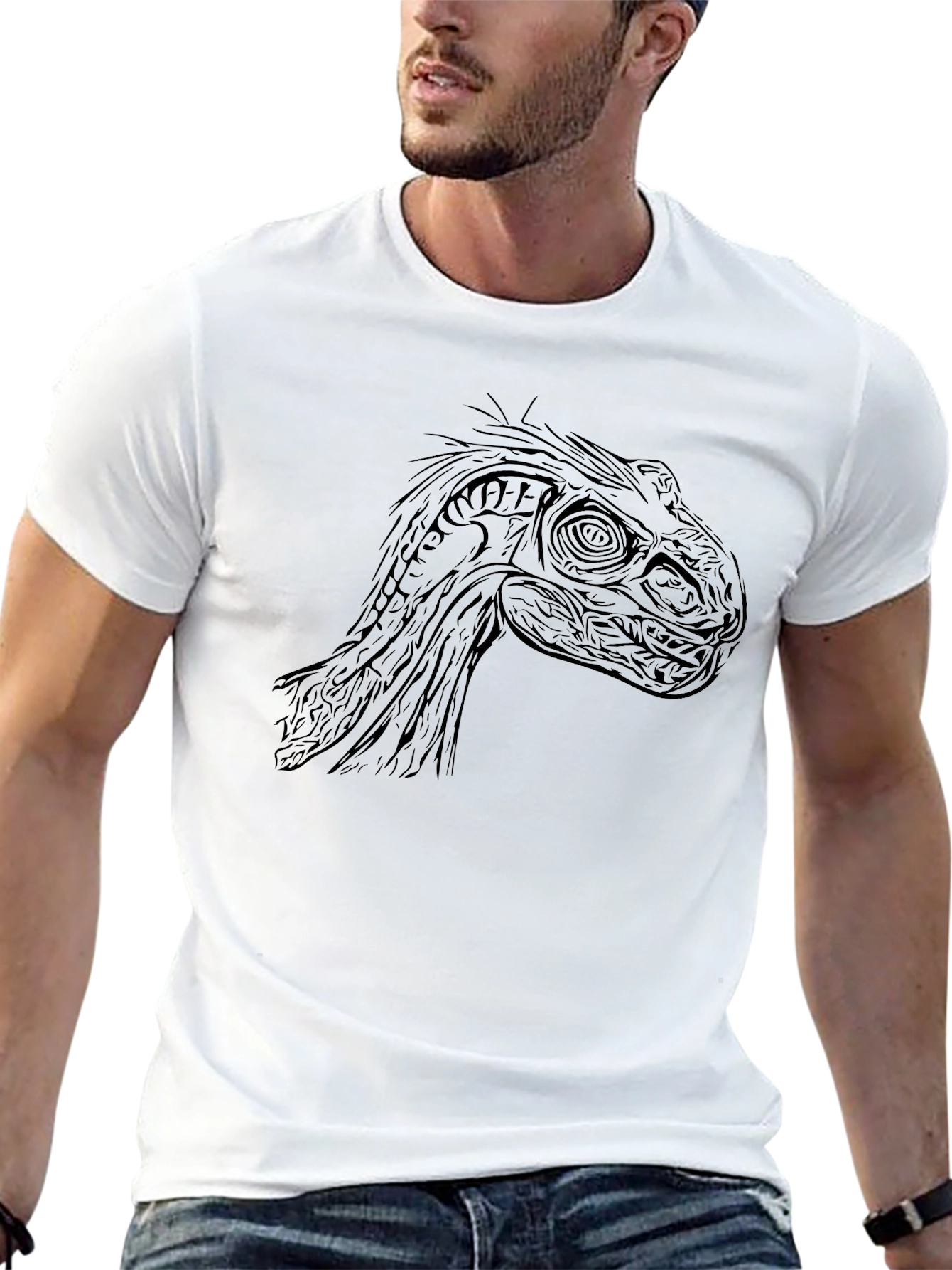 Dino Head Graphic Tee - Cool Black T-Shirt