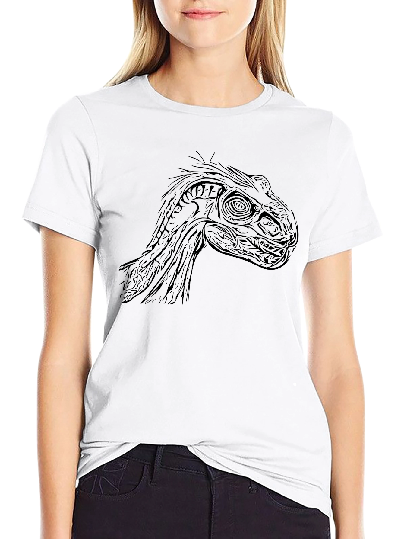 Dino Head Graphic Tee - Cool Black T-Shirt