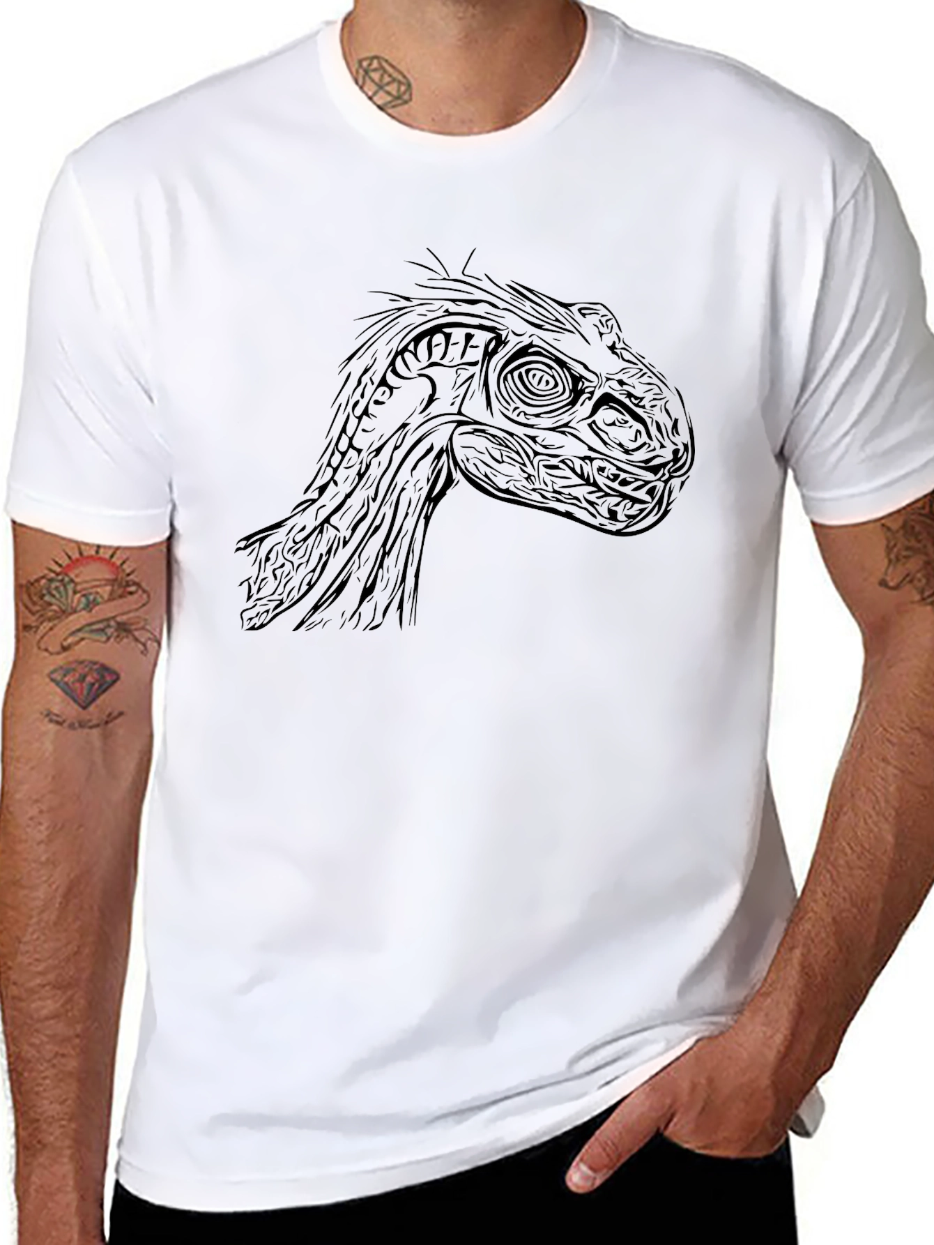 Dino Head Graphic Tee - Cool Black T-Shirt