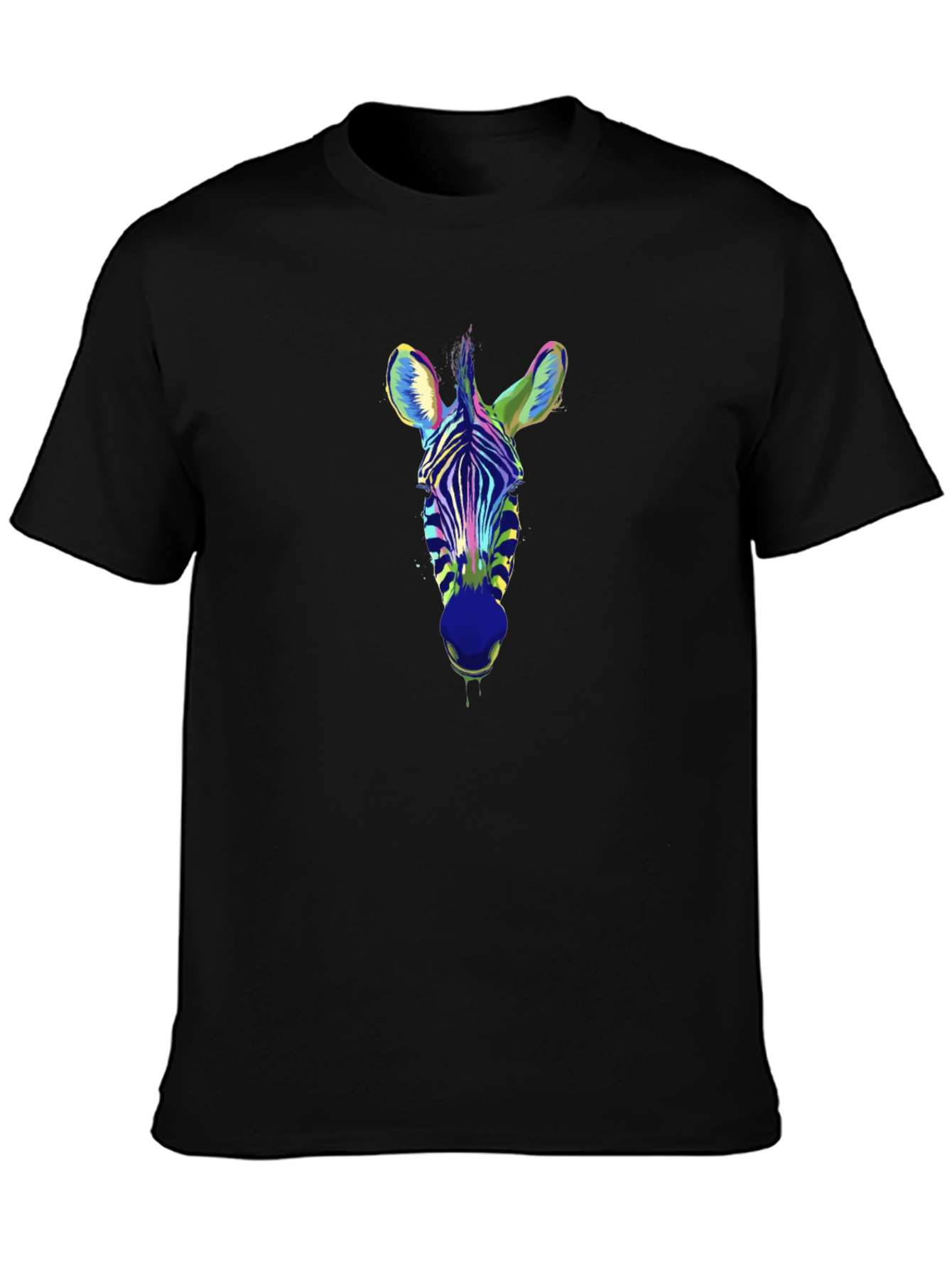 Cool Zebra Head Graphic Print Black T-Shirt