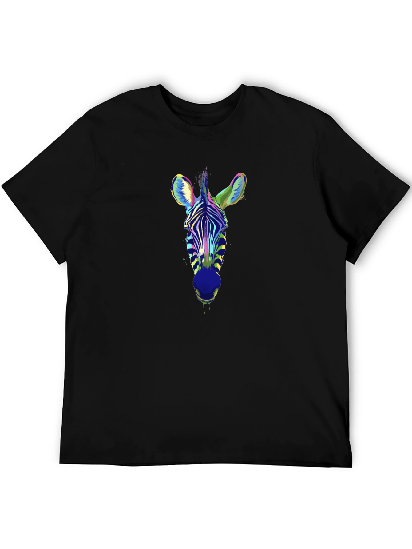 Cool Zebra Head Graphic Print Black T-Shirt