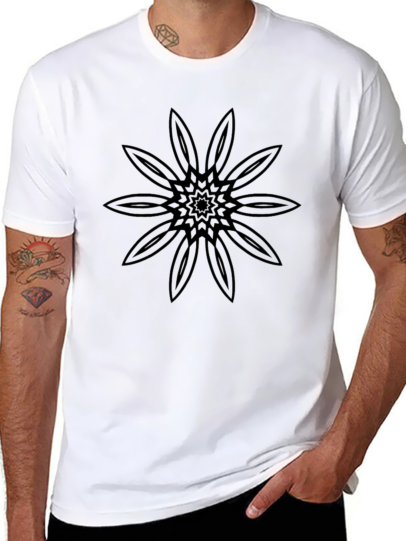 Black Floral Graphic Tee - Stylish Mens T-Shirt