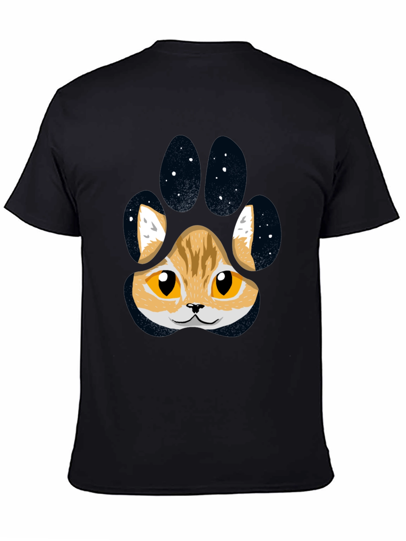 Cute Cat Paw Print T-Shirt - Black