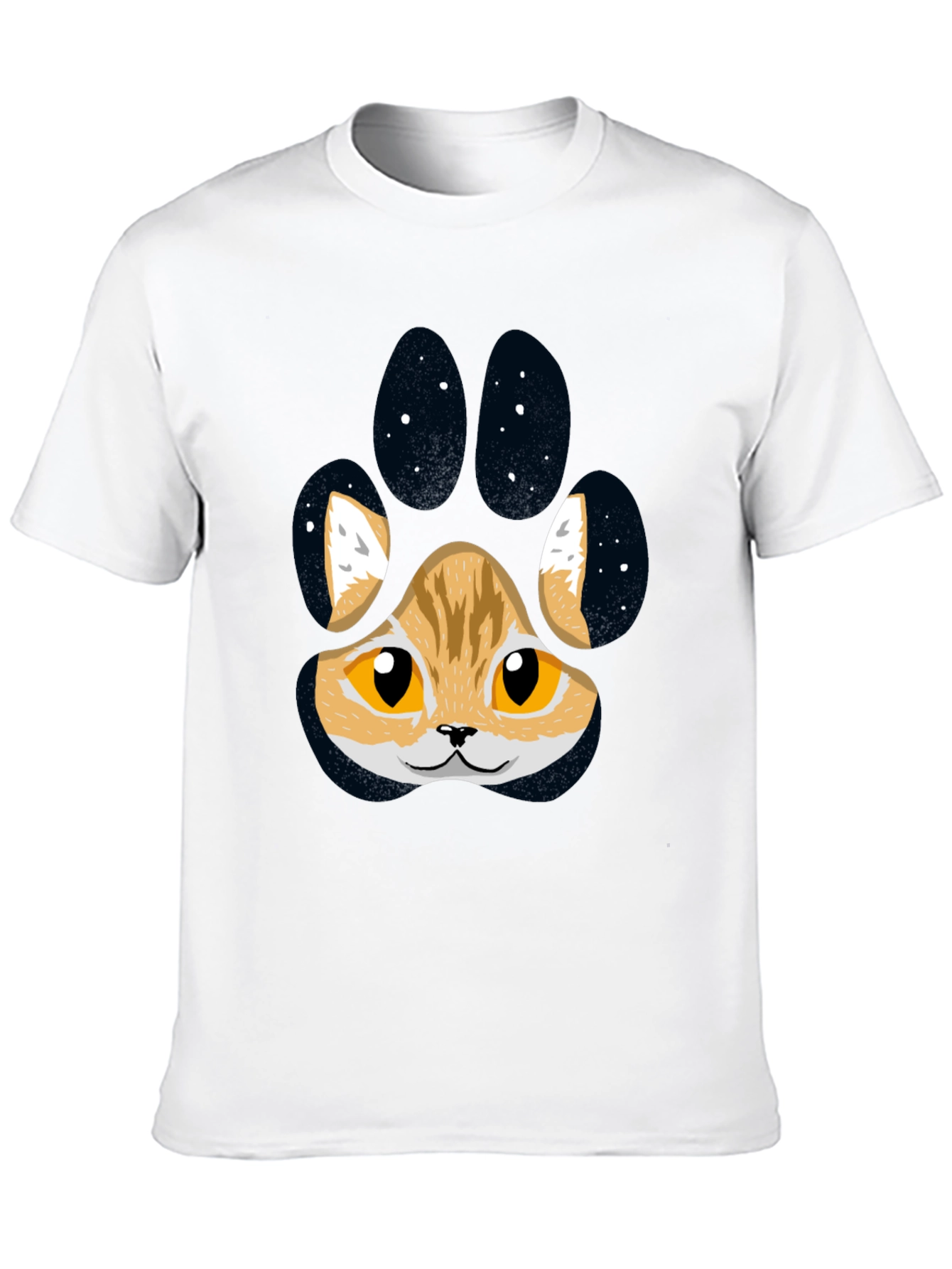 Cute Cat Paw Print T-Shirt - Black