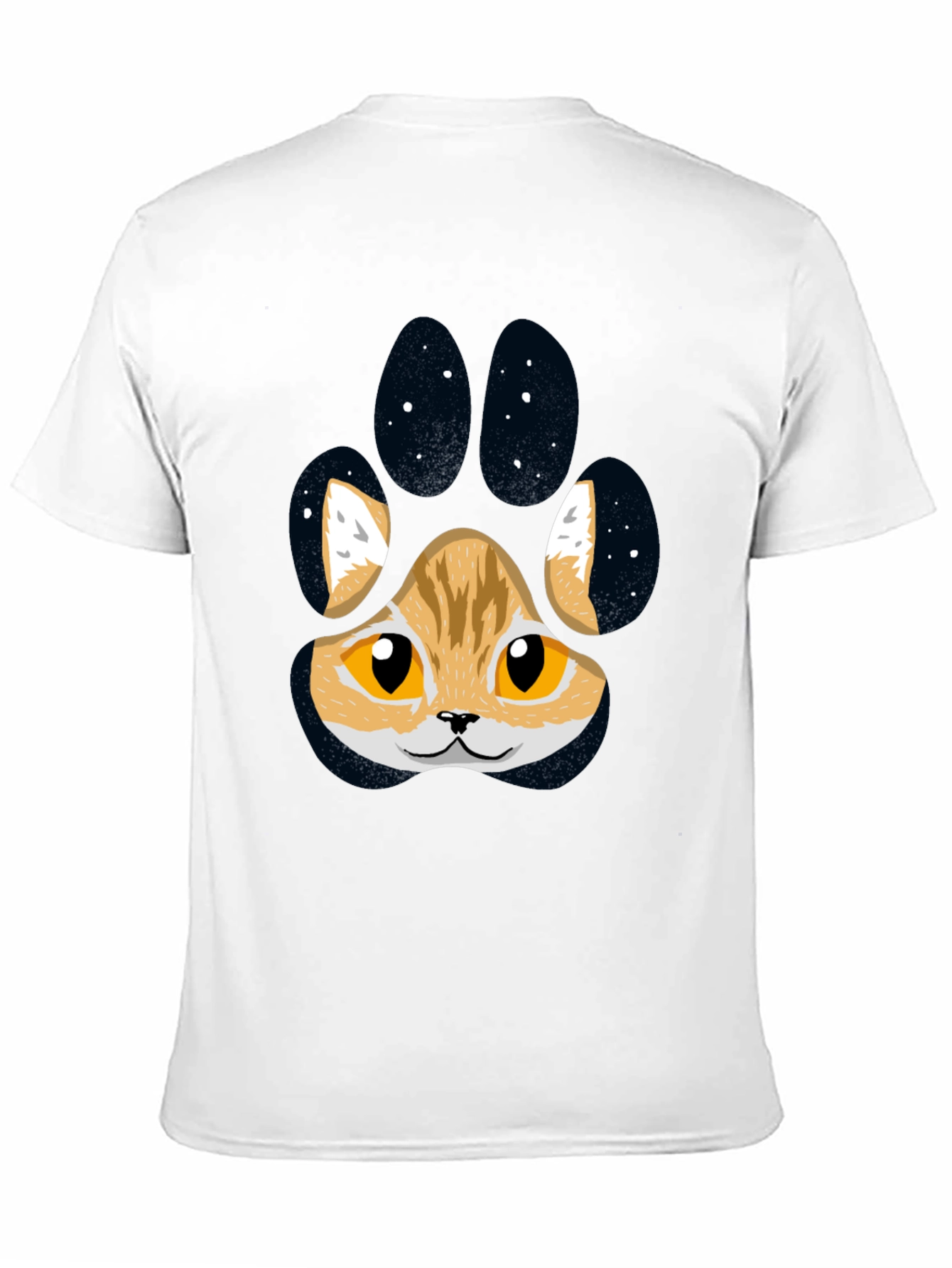Cute Cat Paw Print T-Shirt - Black
