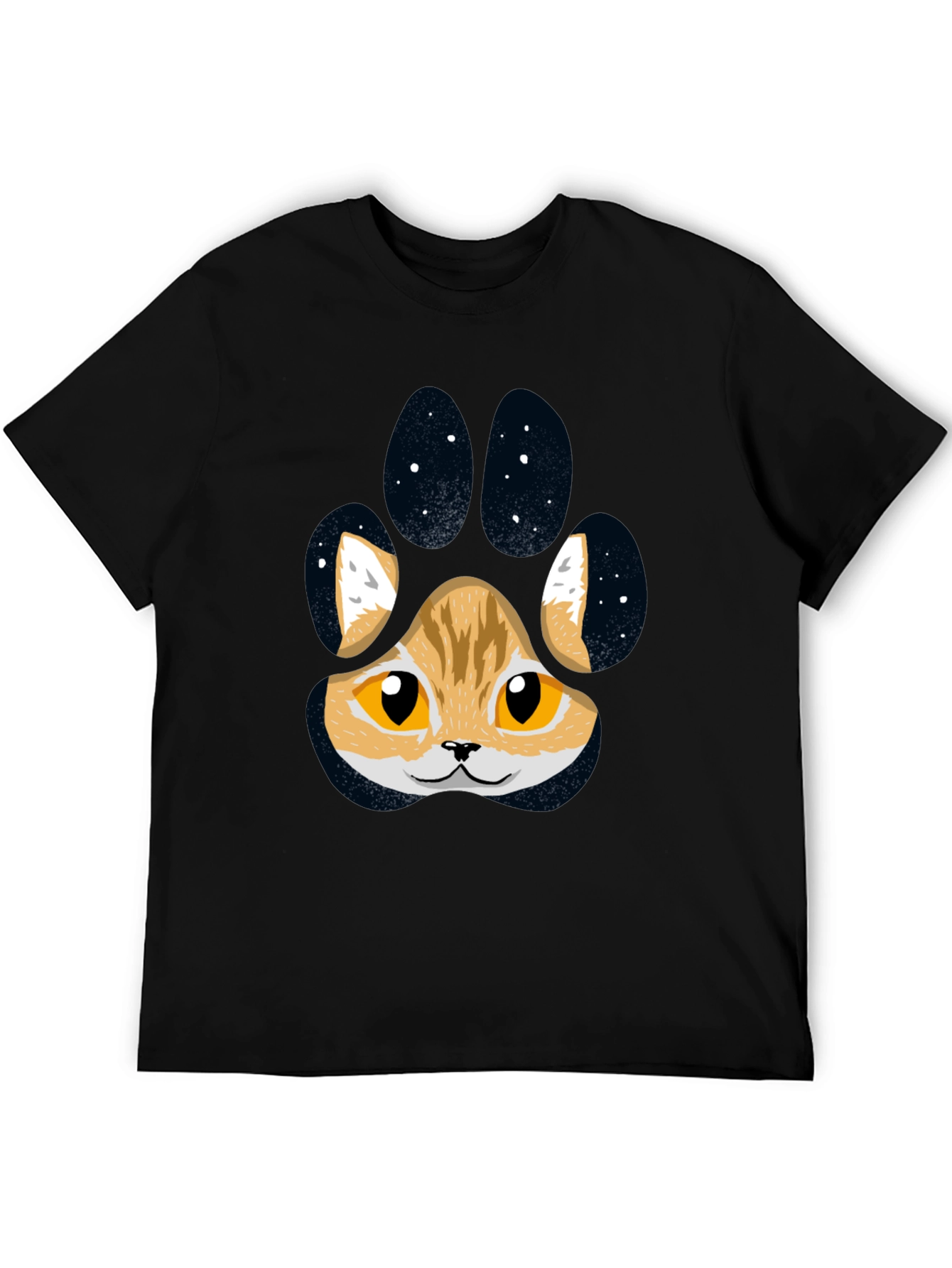 Cute Cat Paw Print T-Shirt - Black