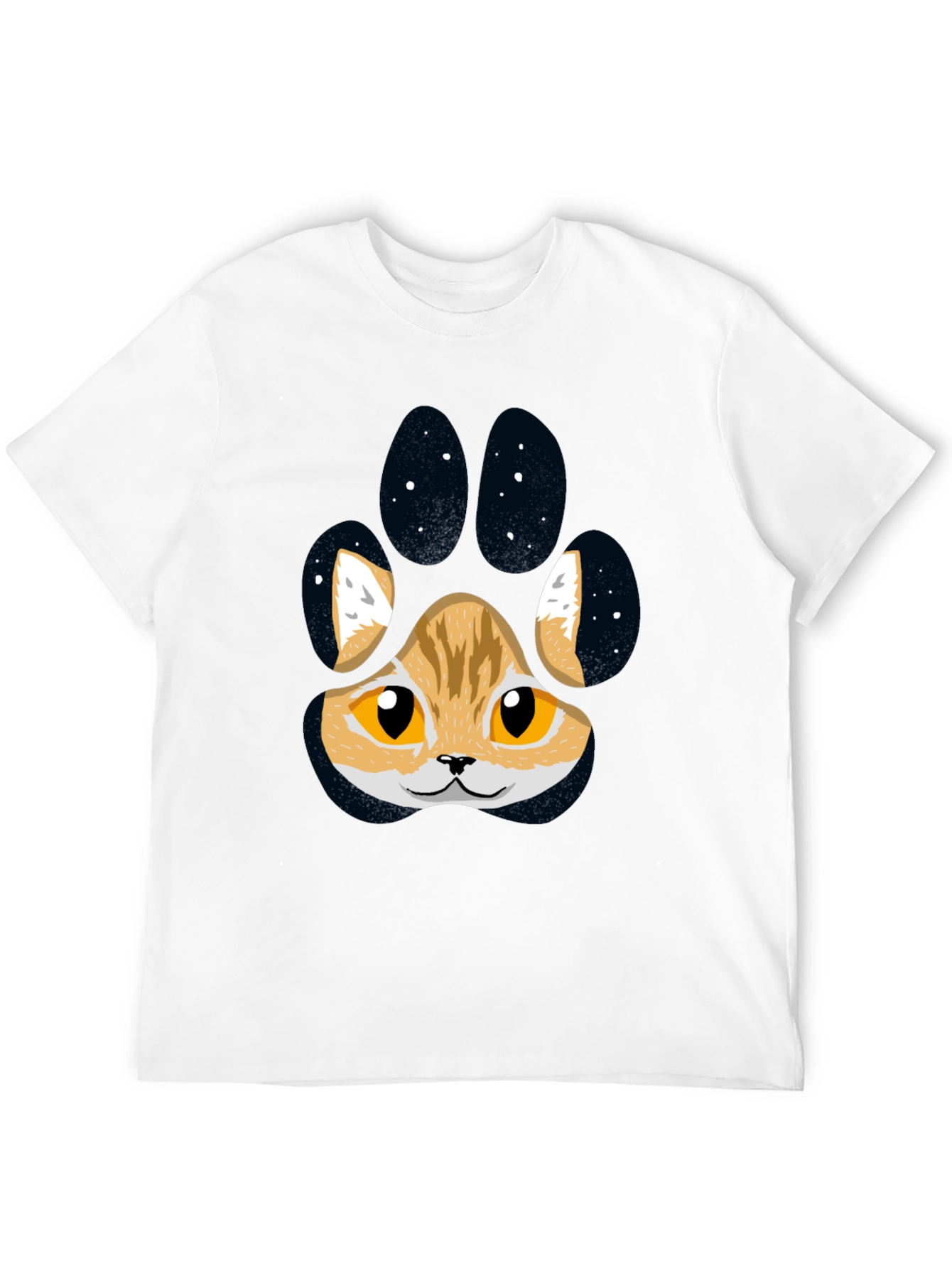 Cute Cat Paw Print T-Shirt - Black