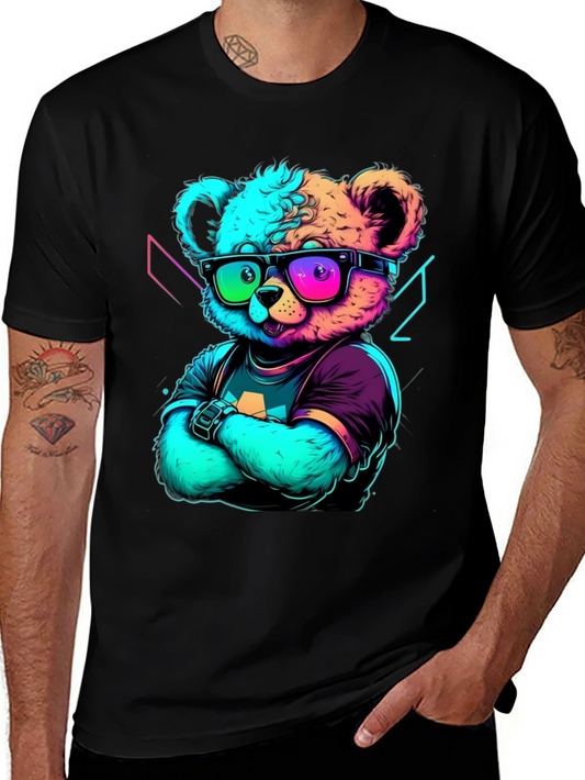 Neon Teddy Bear Graphic Tee - Cool & Trendy Style