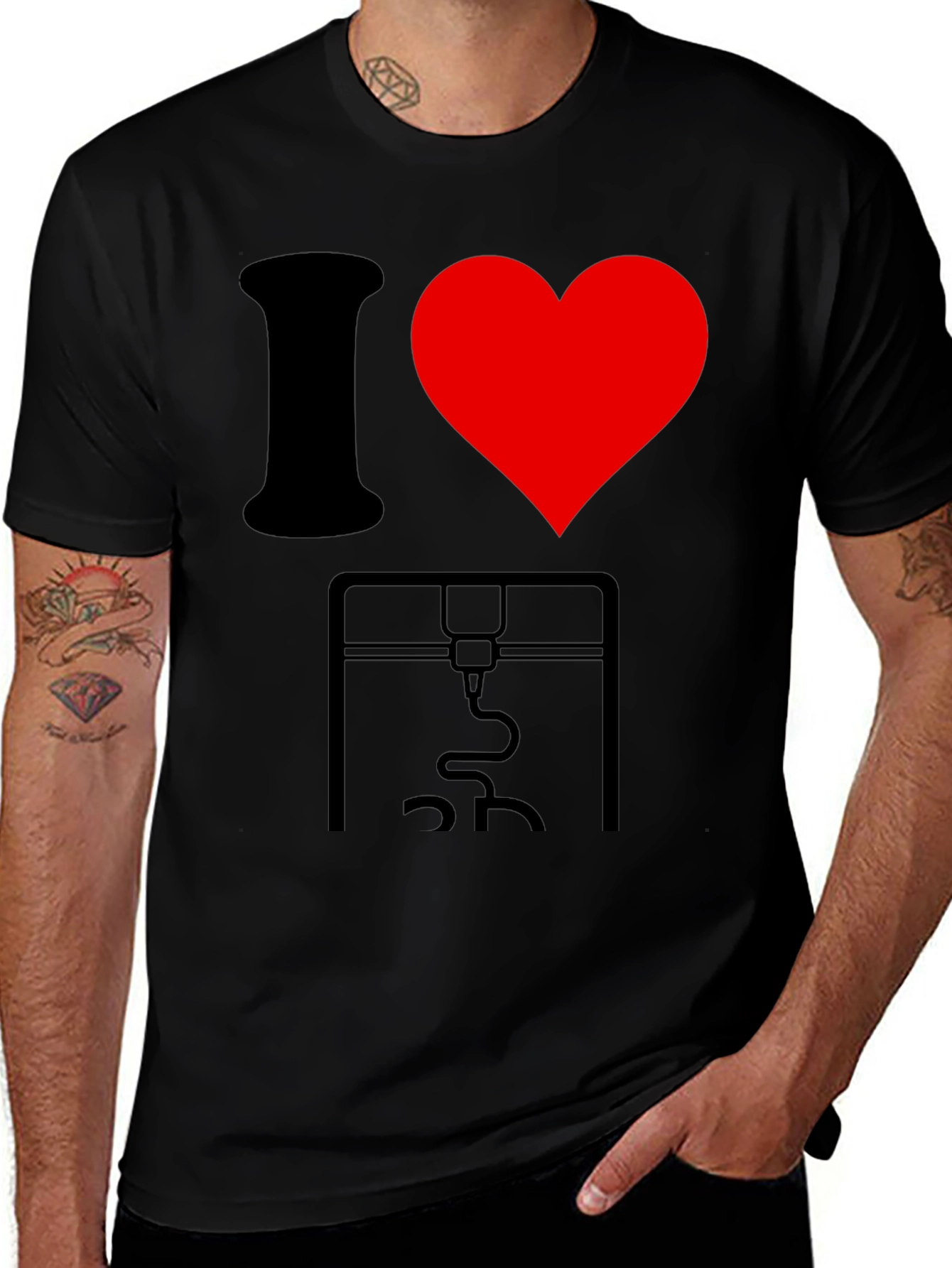 I Love 3D Printing Black T-Shirt