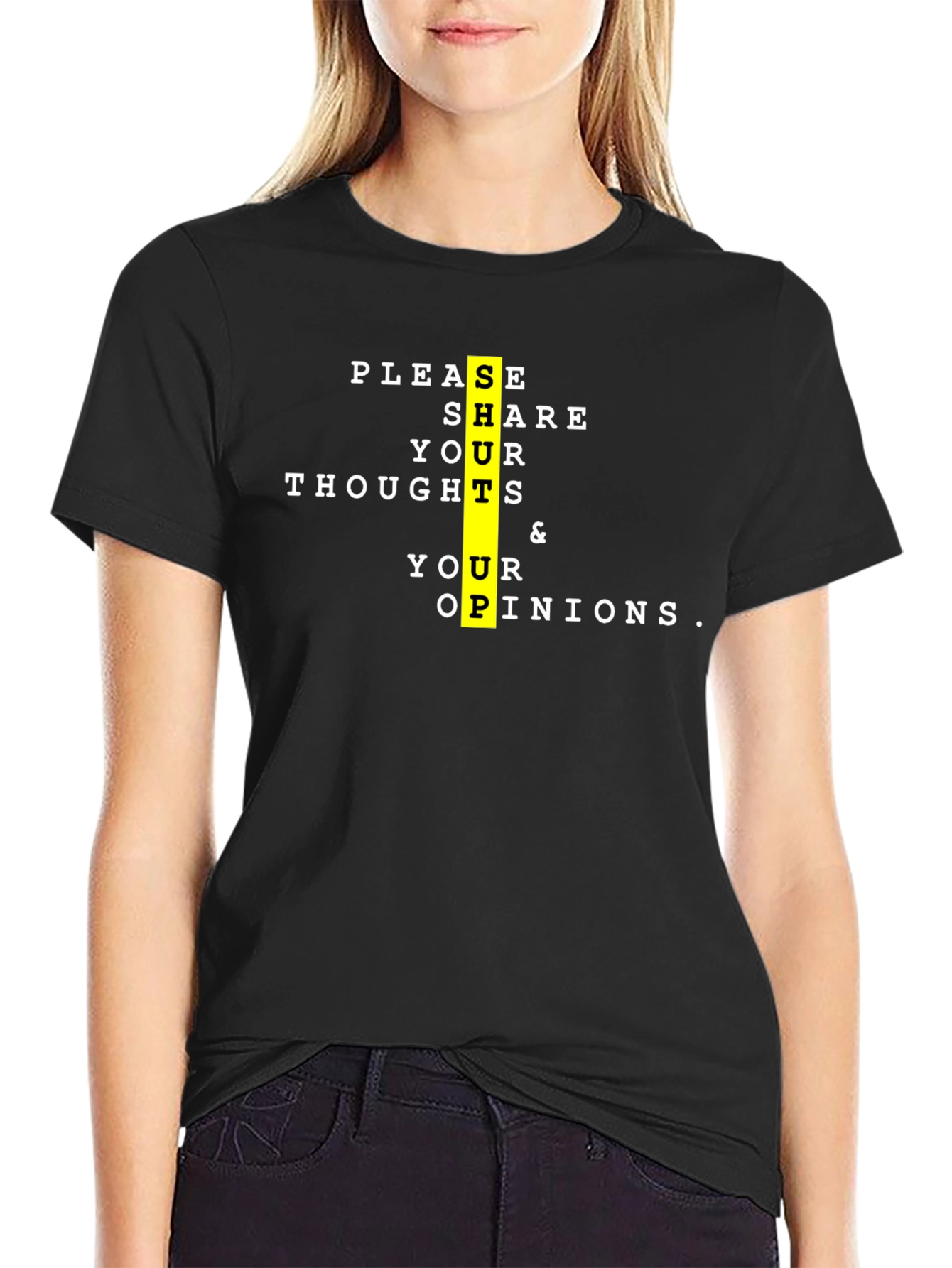 Share Your Thoughts Black Graphic Tee