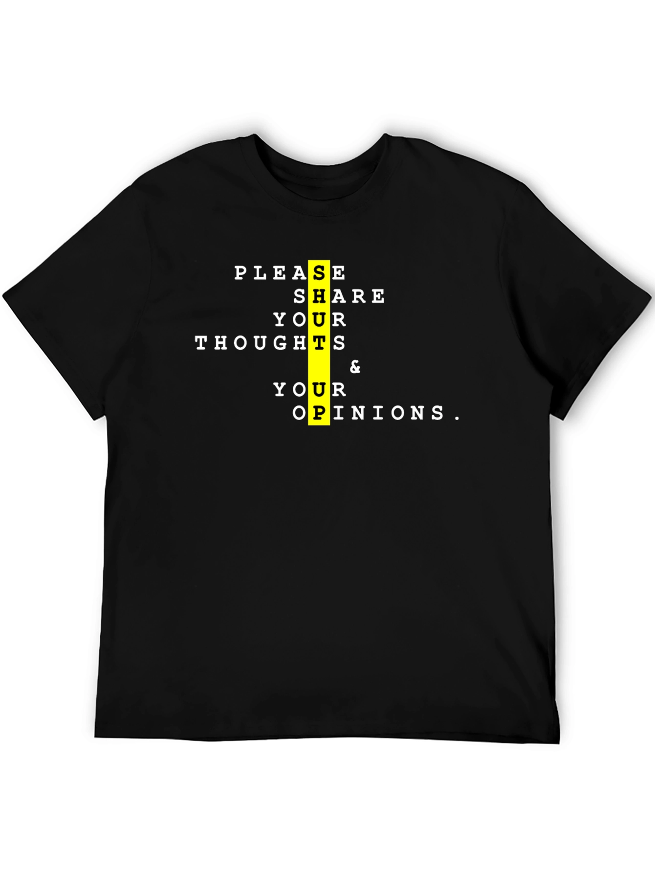 Share Your Thoughts Black Graphic Tee