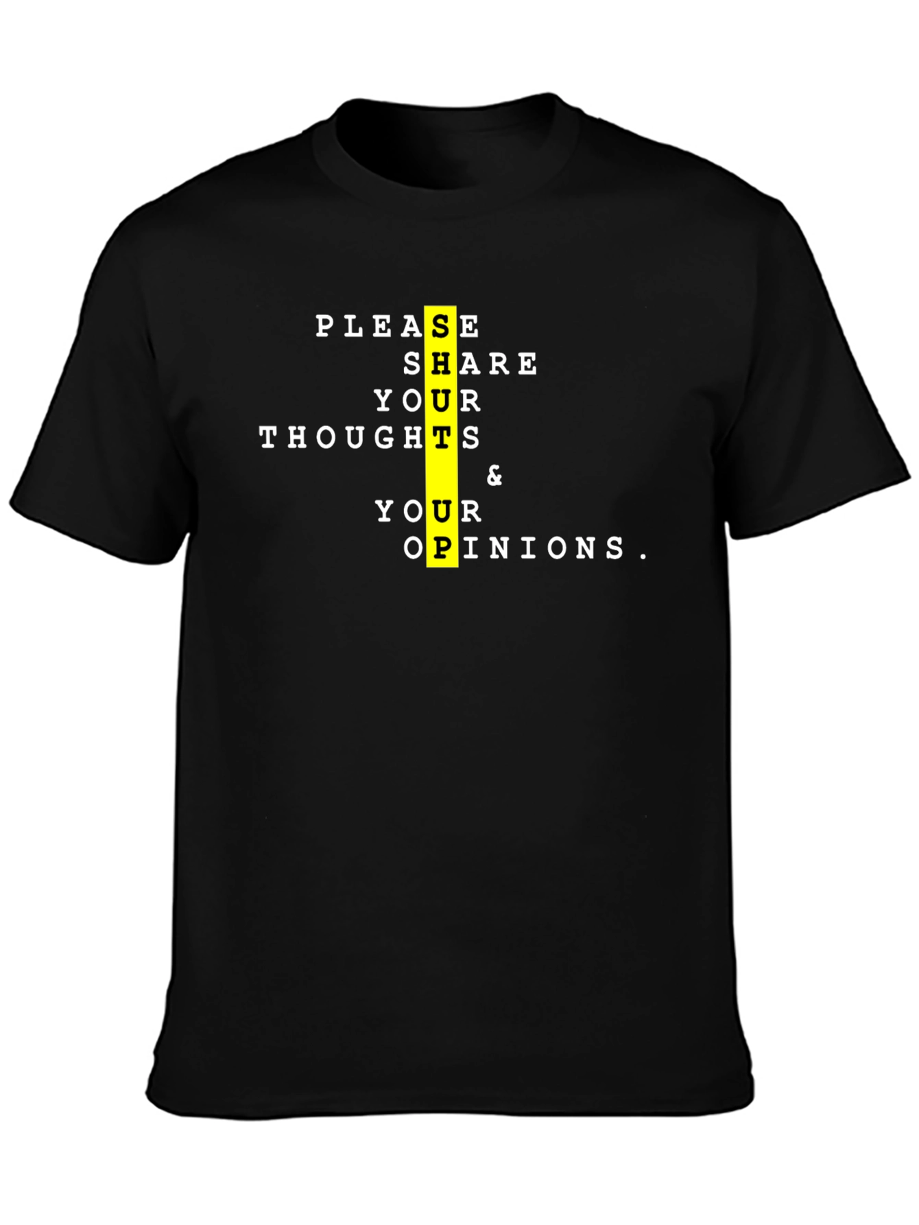 Share Your Thoughts Black Graphic Tee