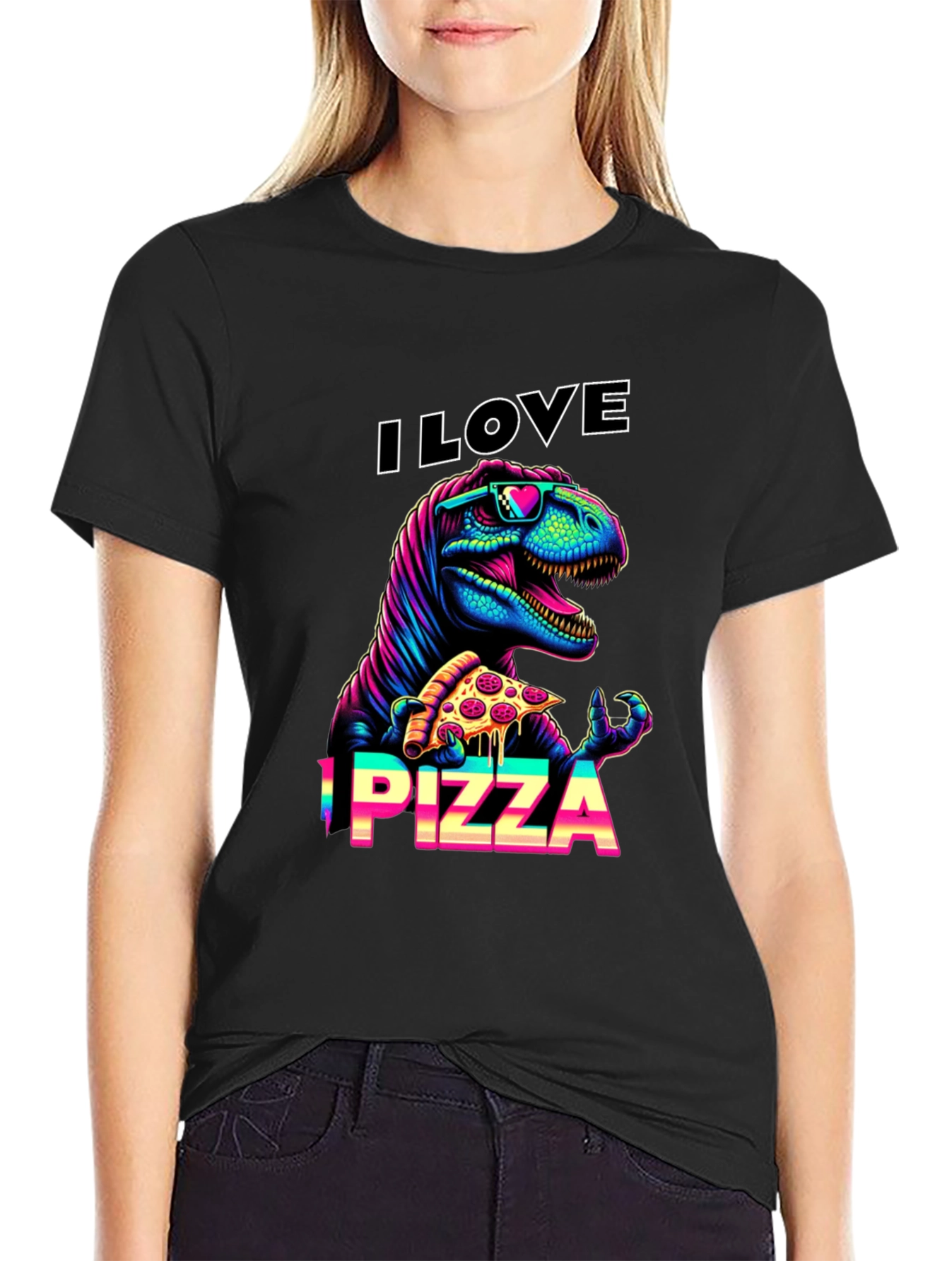 I Love Pizza T-Rex Graphic Tee