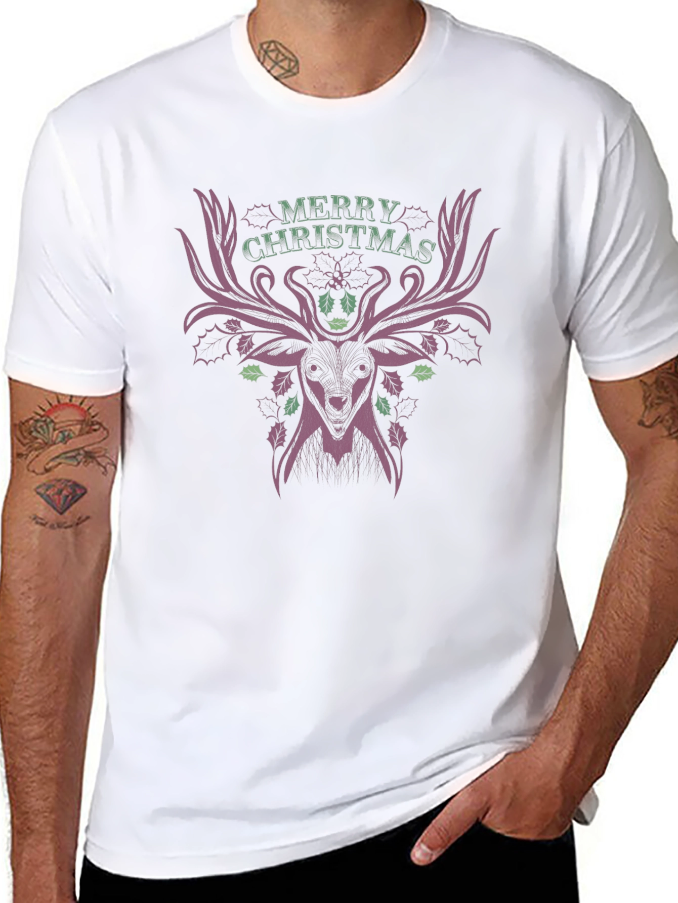Merry Christmas Deer T-Shirt - Festive Holiday Style