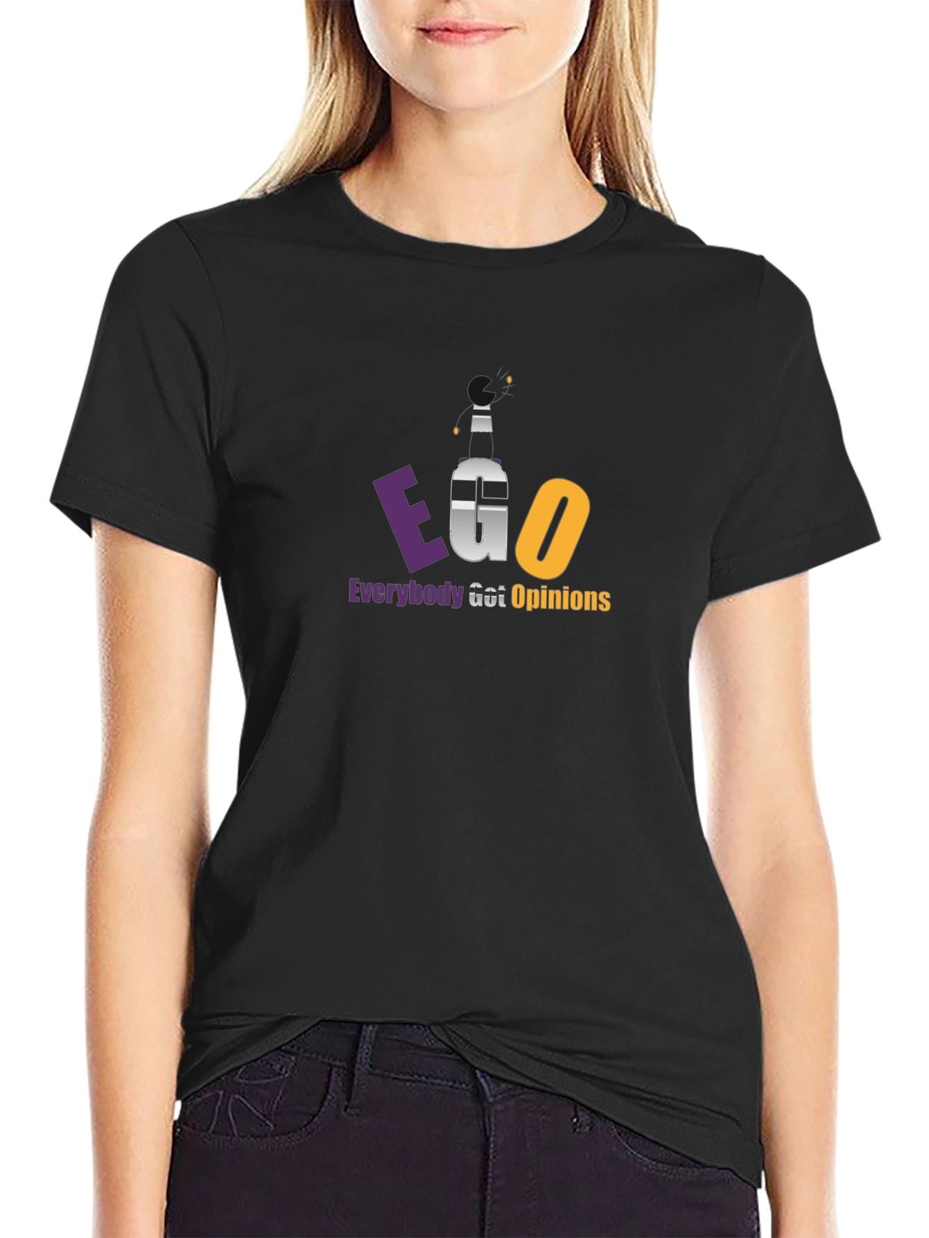 EGO Everybody Got Opinions Black T-Shirt