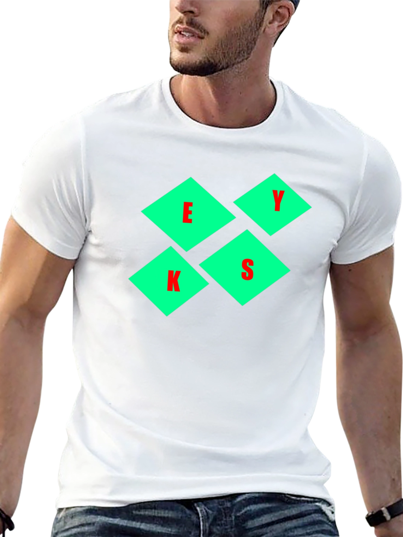Stylish Black T-Shirt with Diamond Letter Design