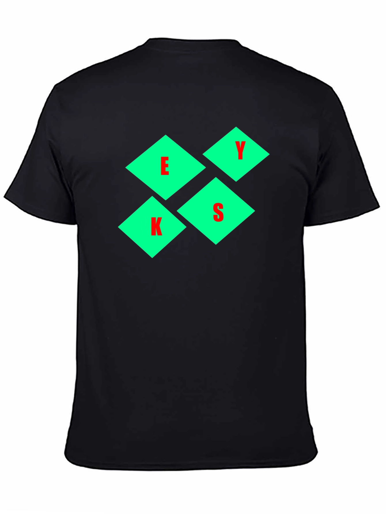 Stylish Black T-Shirt with Diamond Letter Design