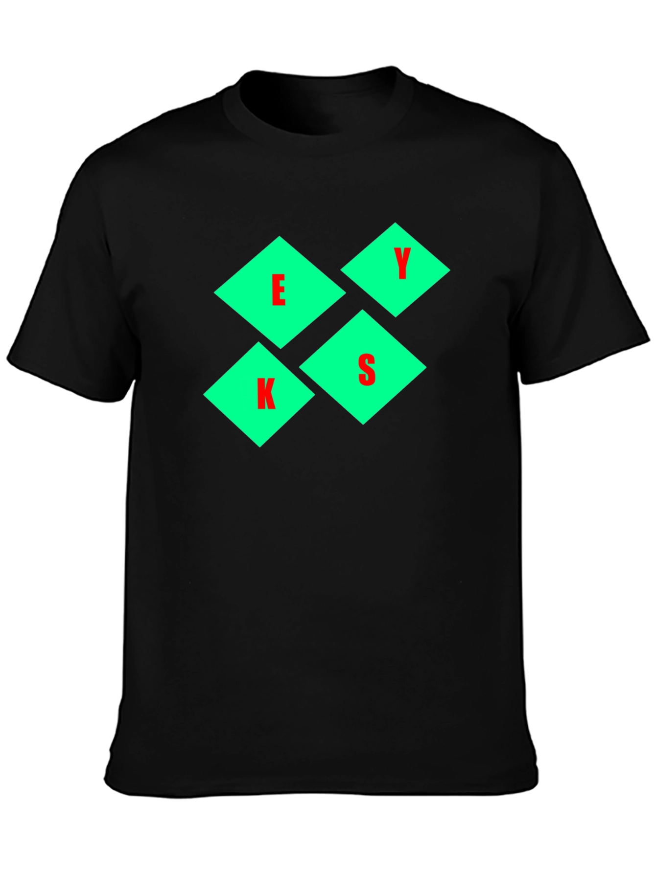 Stylish Black T-Shirt with Diamond Letter Design
