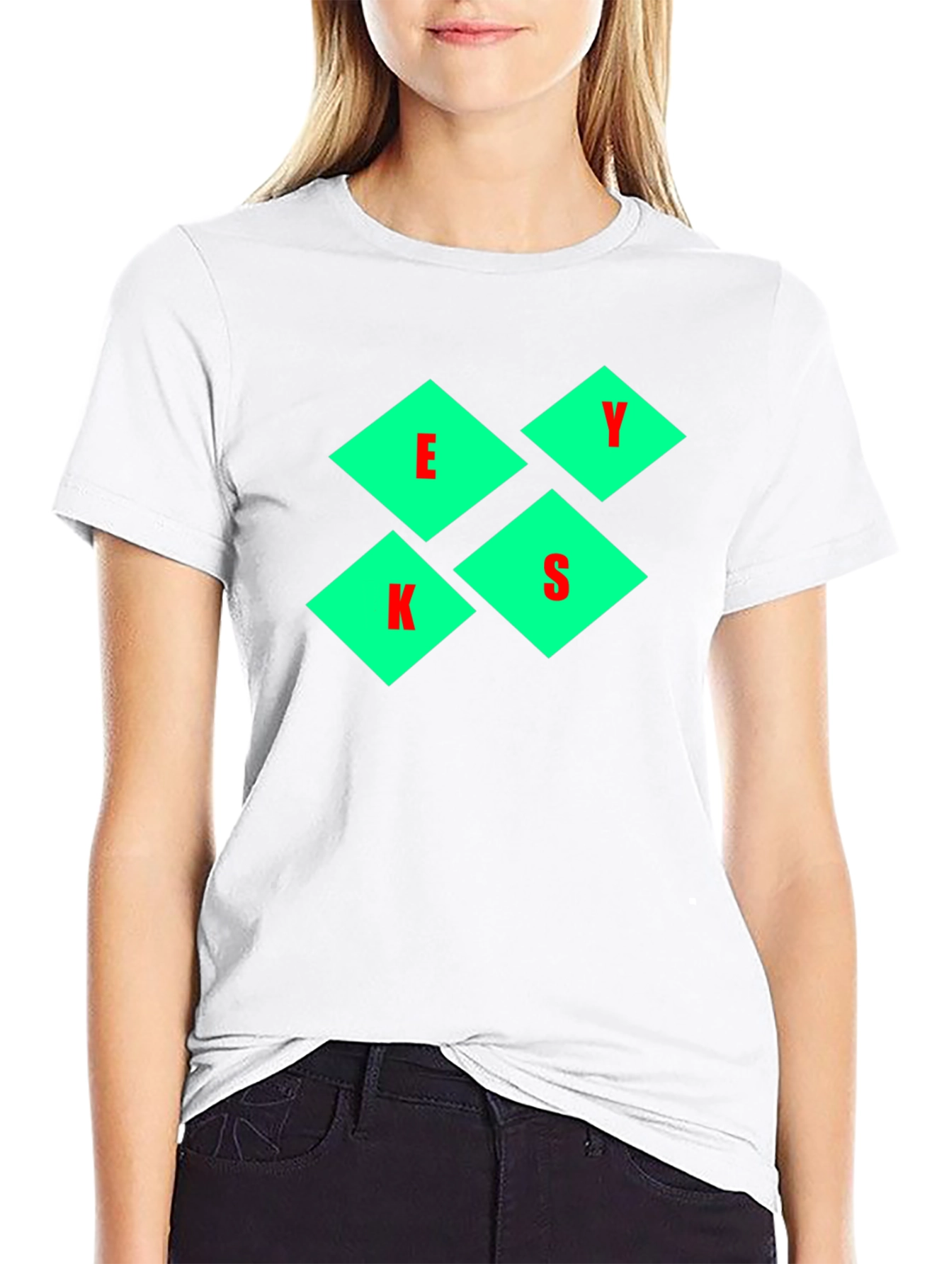 Stylish Black T-Shirt with Diamond Letter Design