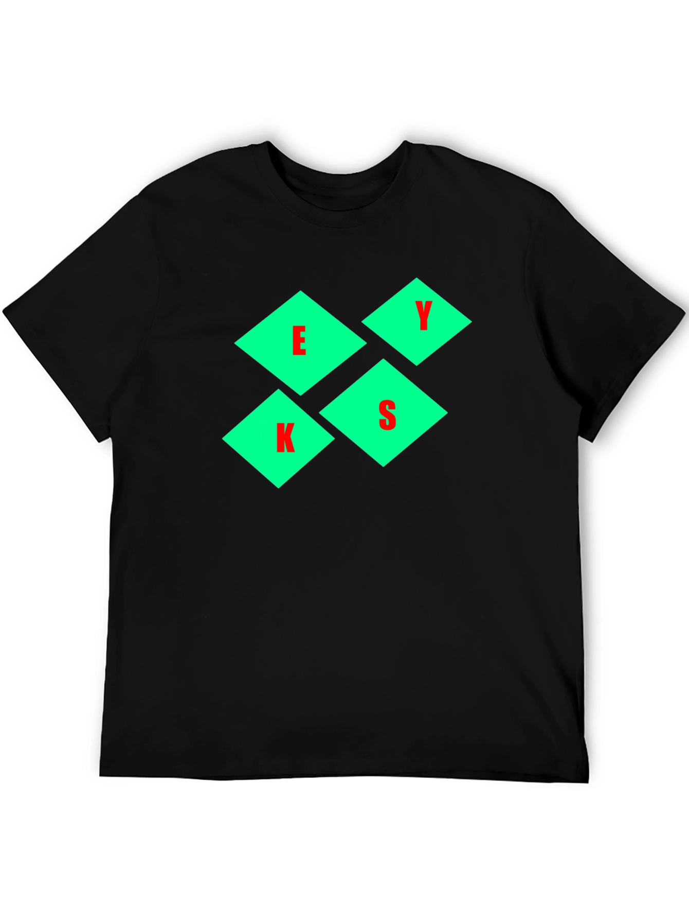 Stylish Black T-Shirt with Diamond Letter Design