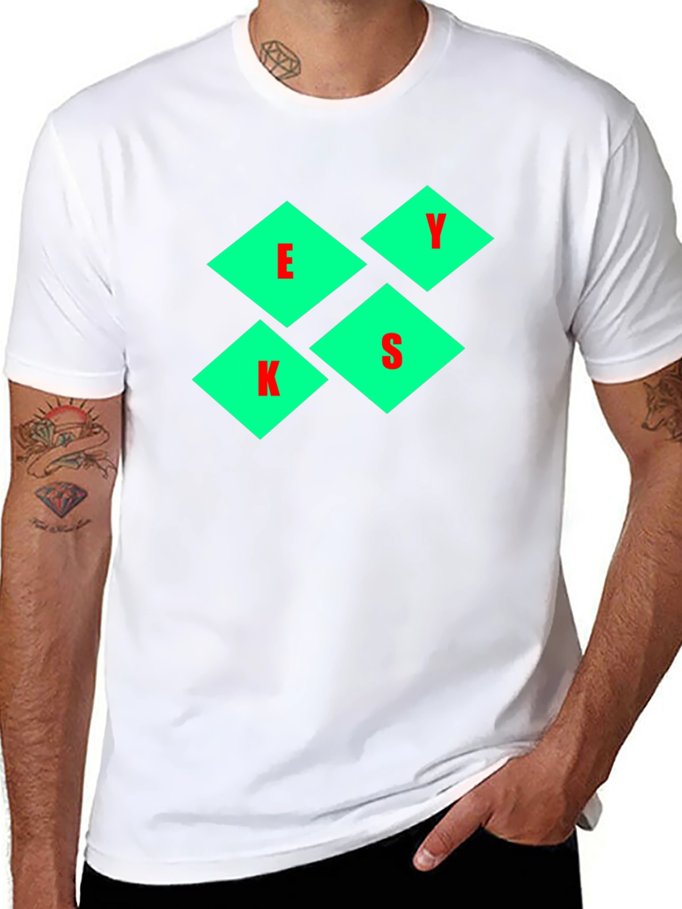 Stylish Black T-Shirt with Diamond Letter Design