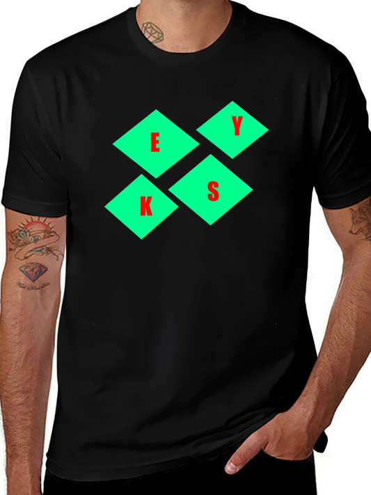 Stylish Black T-Shirt with Diamond Letter Design
