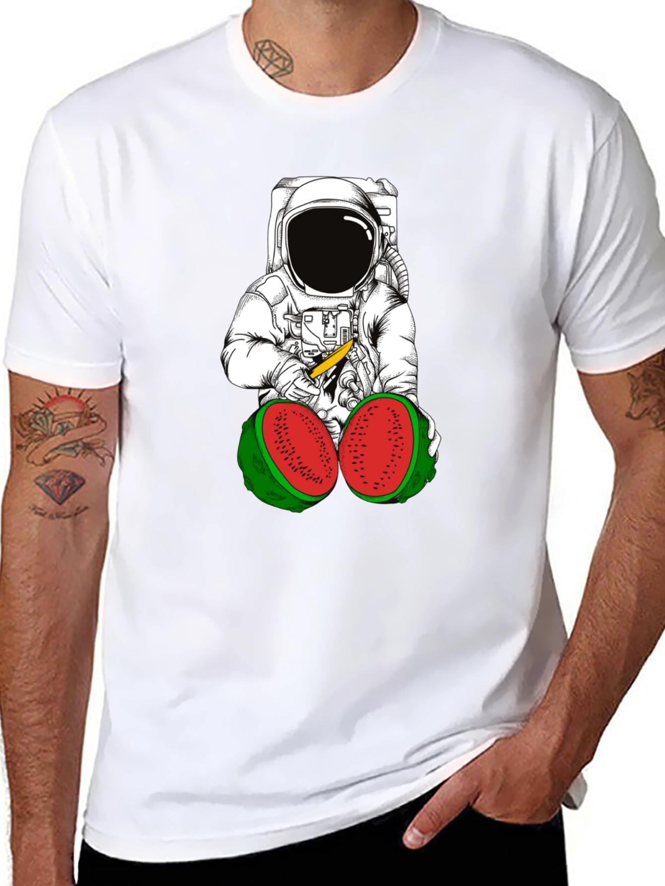Astronaut Watermelon T-Shirt - Unique Graphic Tee