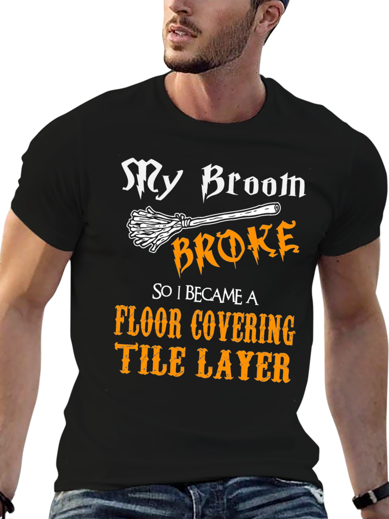 My Broom Broke T-Shirt Funny Tile Layer Tee