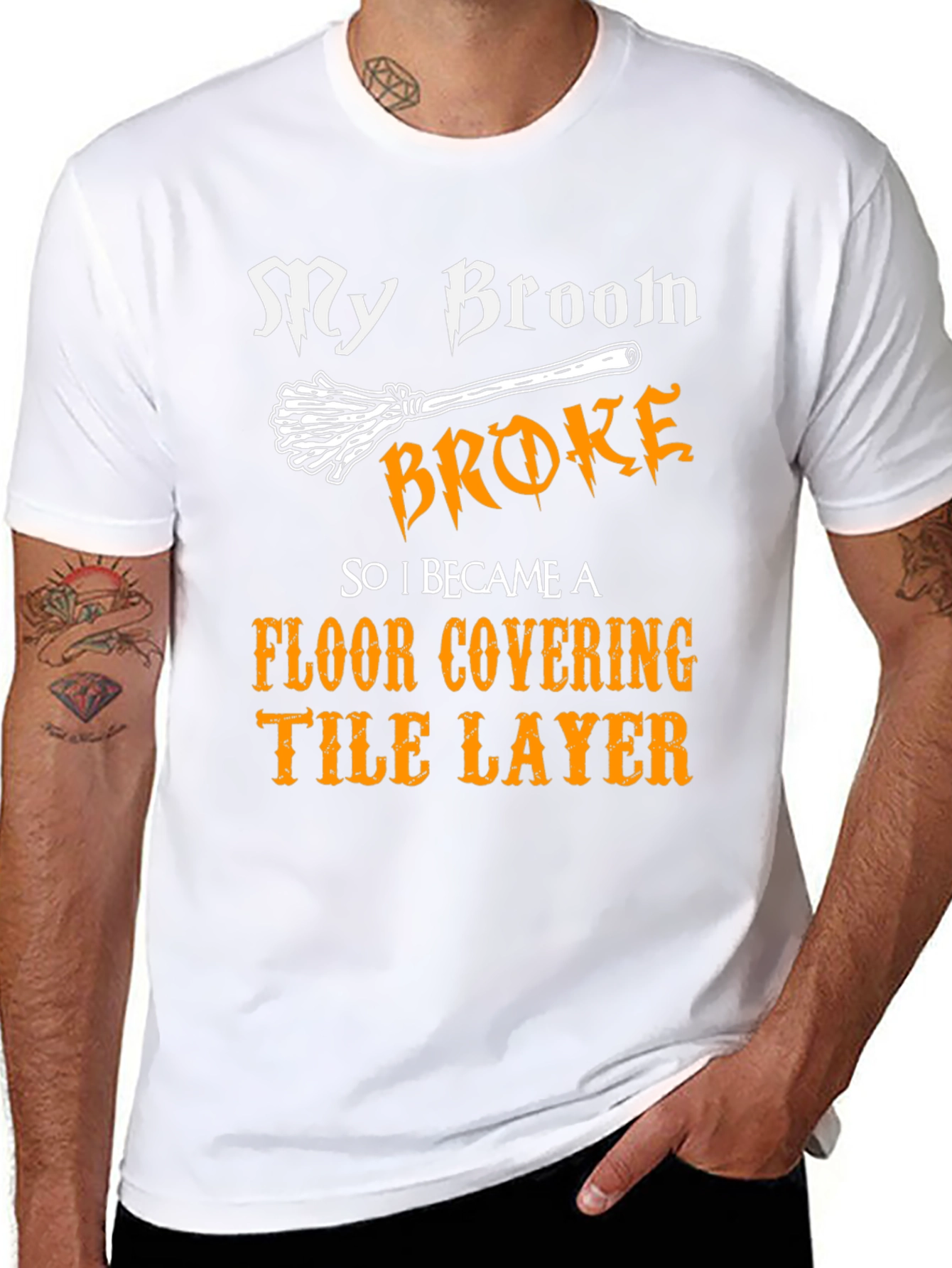 My Broom Broke T-Shirt Funny Tile Layer Tee