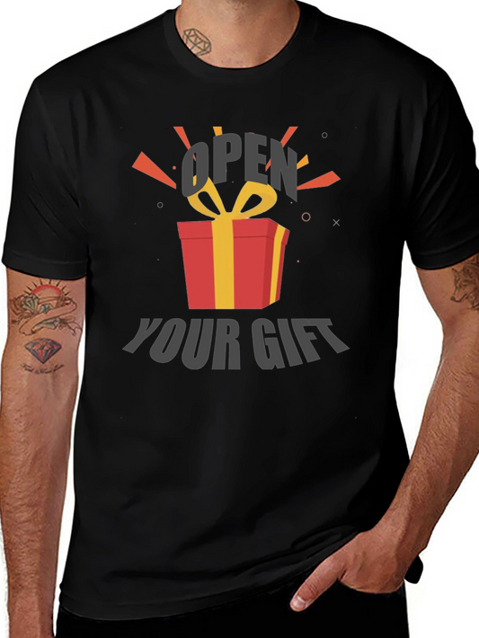 Open Your Gift Graphic Tee - Soft Cotton Blend
