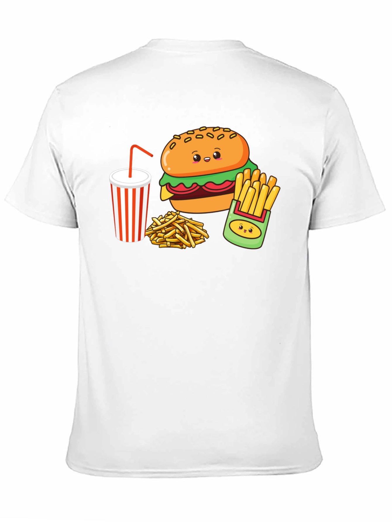 Cute Burger & Fries Black T-Shirt