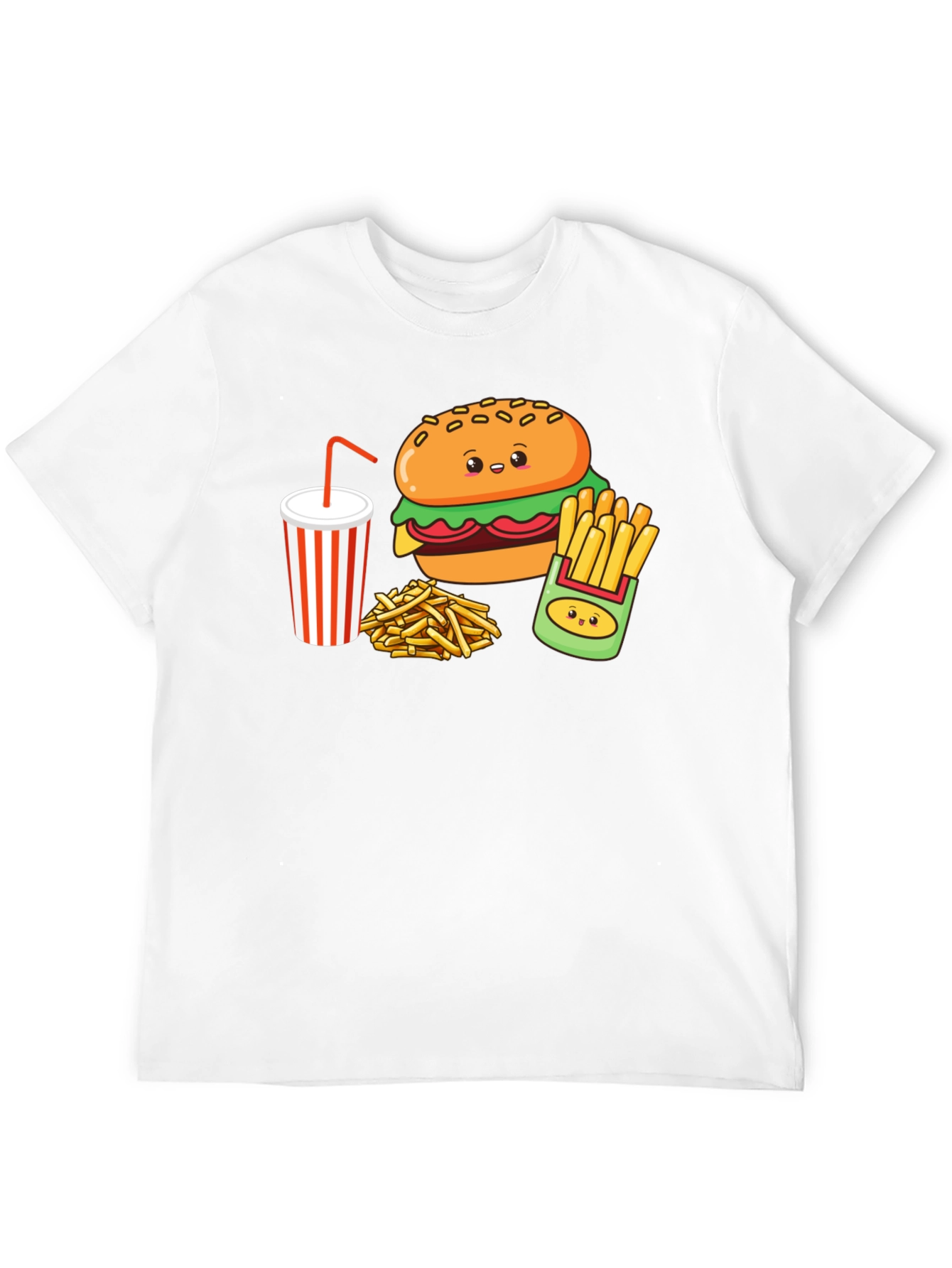 Cute Burger & Fries Black T-Shirt
