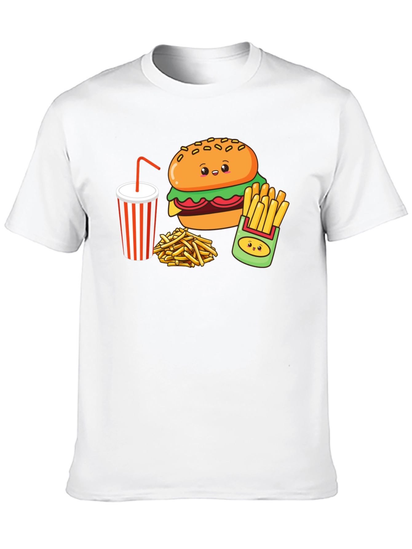 Cute Burger & Fries Black T-Shirt